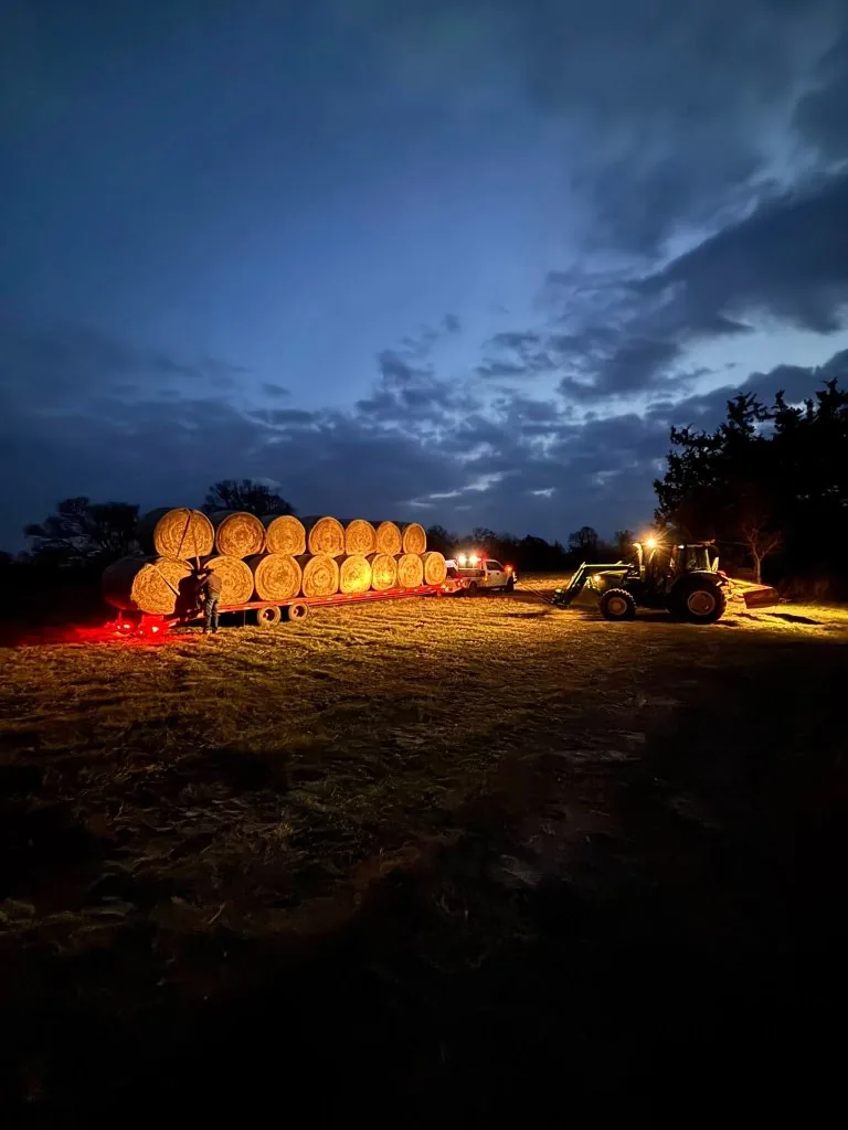 Night-time hay loading